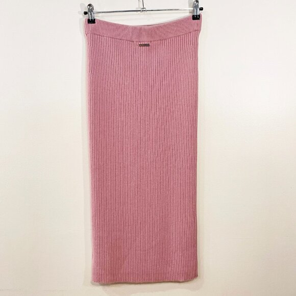 New MMK Wool Ribbed Knit Pencil Skirt Pink Medium $195 - Picture 3 of 7